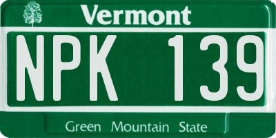 VT license plate NPK139