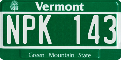 VT license plate NPK143