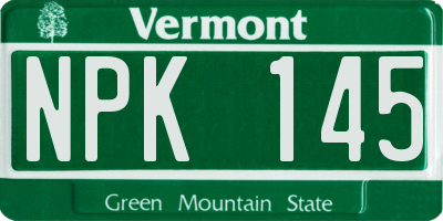 VT license plate NPK145