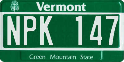 VT license plate NPK147