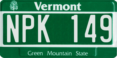 VT license plate NPK149