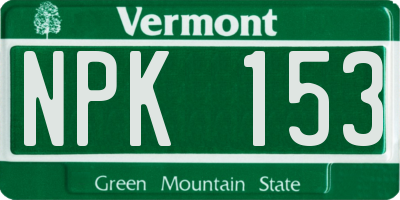 VT license plate NPK153