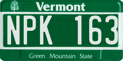 VT license plate NPK163
