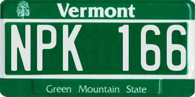 VT license plate NPK166
