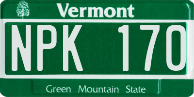 VT license plate NPK170