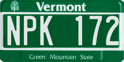 VT license plate NPK172