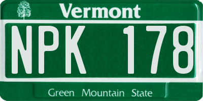 VT license plate NPK178