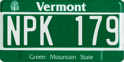 VT license plate NPK179