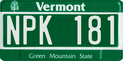 VT license plate NPK181