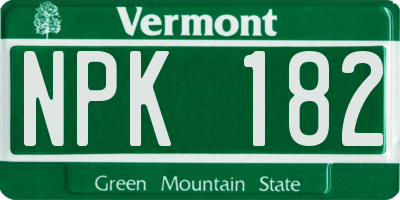 VT license plate NPK182