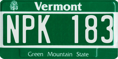 VT license plate NPK183