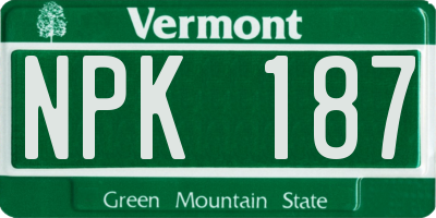 VT license plate NPK187