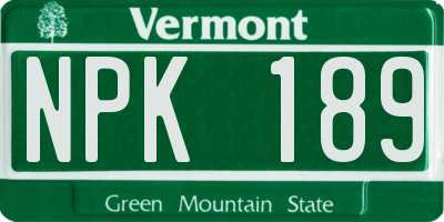 VT license plate NPK189