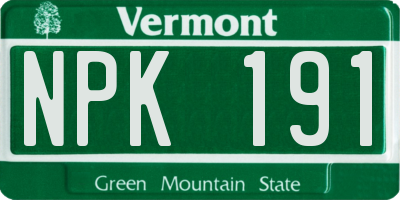 VT license plate NPK191