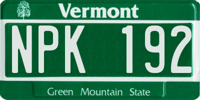 VT license plate NPK192