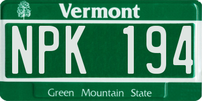 VT license plate NPK194