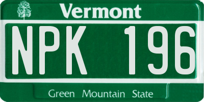 VT license plate NPK196