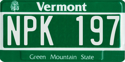 VT license plate NPK197