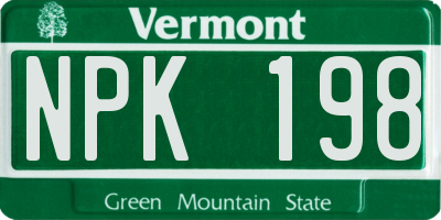VT license plate NPK198