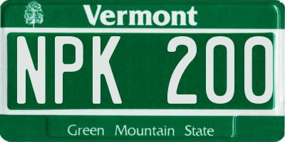 VT license plate NPK200