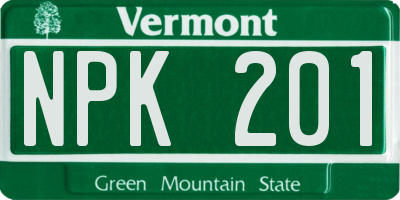 VT license plate NPK201