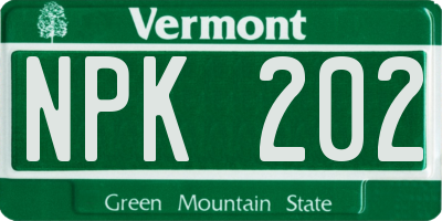 VT license plate NPK202