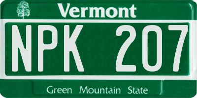 VT license plate NPK207