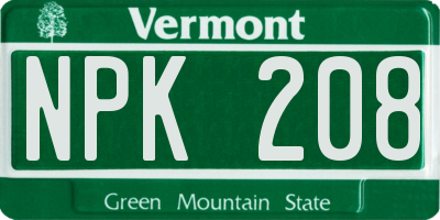 VT license plate NPK208