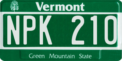 VT license plate NPK210