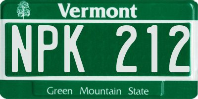 VT license plate NPK212