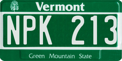 VT license plate NPK213