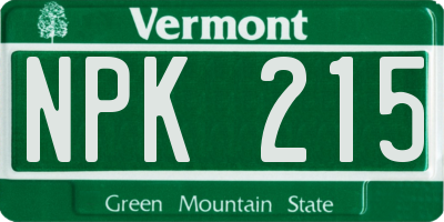 VT license plate NPK215