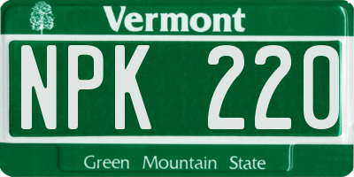 VT license plate NPK220