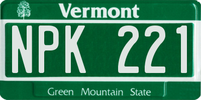VT license plate NPK221