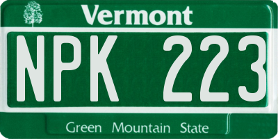VT license plate NPK223