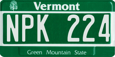 VT license plate NPK224