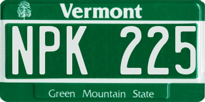 VT license plate NPK225