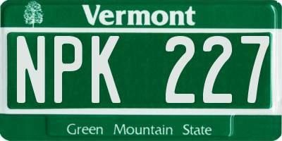 VT license plate NPK227