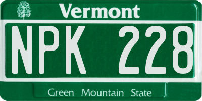 VT license plate NPK228