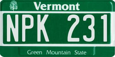 VT license plate NPK231