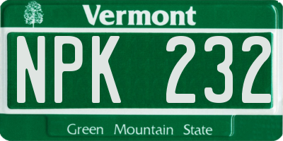 VT license plate NPK232