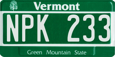 VT license plate NPK233