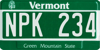 VT license plate NPK234