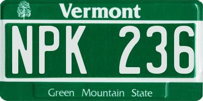 VT license plate NPK236