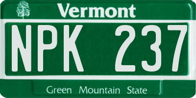 VT license plate NPK237