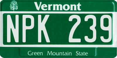 VT license plate NPK239
