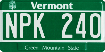 VT license plate NPK240