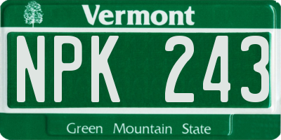 VT license plate NPK243
