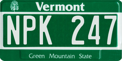 VT license plate NPK247