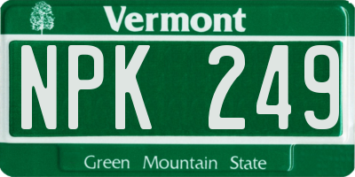 VT license plate NPK249